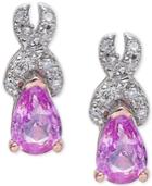 Pink Sapphire (1 Ct. T.w.) & Diamond (1/8 Ct. T.w.) Stud Earrings In 14k Rose Gold