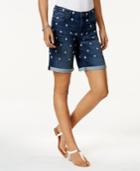 Style & Co Embroidered Denim Shorts, Only At Macy's
