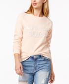 Bow & Drape Juniors' Brunch Bunched Sequined Graphic Sweatshirt