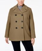Calvin Klein Plus Size Wool-cashmere Double-breasted Peacoat