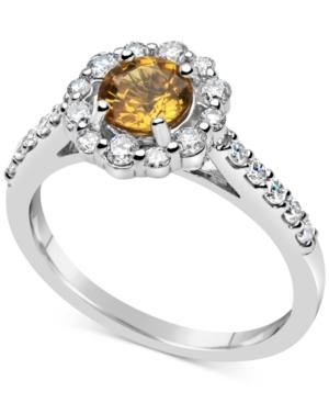 Yellow Sapphire (1 Ct. T.w.) & Diamond (1/2 Ct. T.w.) Ring In 14k White Gold