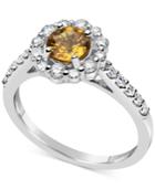 Yellow Sapphire (1 Ct. T.w.) & Diamond (1/2 Ct. T.w.) Ring In 14k White Gold