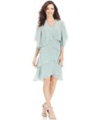 Sl Fashions Sleeveless Embellished Tiered Dress & Shrug