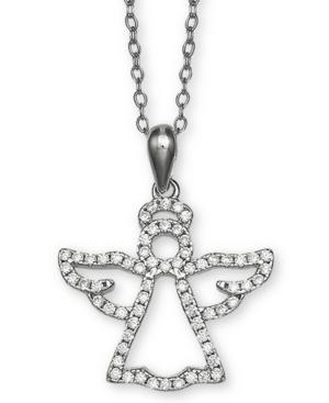 Giani Bernini Cubic Zironia Angel 18 Pendant Necklace In Sterling Silver, Created For Macy's