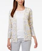 Alfred Dunner Embellished Pointelle Layered-look Sweater