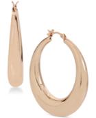 Touch Of Silver Rose Gold-plated Puff Hoop Earrings