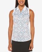 Pga Tour Printed Quarter-zip Sleeveless Polo