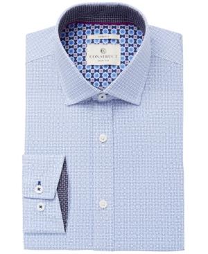 Con. Struct Men's Slim-fit Stretch Blue Geometric Squares Dress Shirt, Created For Macy's