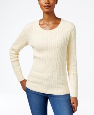 Karen Scott Crew-neck Cable-knit Sweater, Only At Macy's