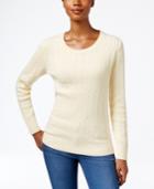 Karen Scott Crew-neck Cable-knit Sweater, Only At Macy's