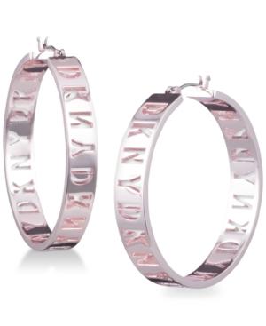Dkny Rose Gold-tone Logo Hoop Earrings