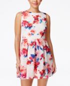 B Darlin Juniors' Floral-print Fit & Flare Dress