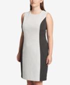 Calvin Klein Plus Size Dot-print Colorblocked Sheath Dress