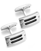 Sutton By Rhona Sutton Stainless Steel Rectangular Double Cable Slot Cuff Links