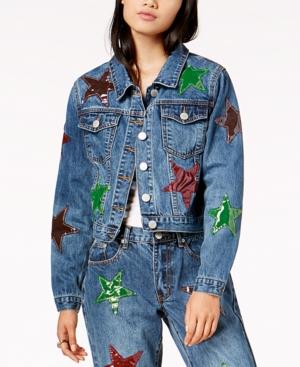Glam By Glamorous Cotton Patched Trucker Jacket, Created For Macy's