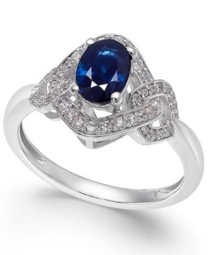 Sapphire (9/10 Ct. T.w.) & Diamond (1/4 Ct. T.w.) Ring In 14k White Gold