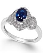 Sapphire (9/10 Ct. T.w.) & Diamond (1/4 Ct. T.w.) Ring In 14k White Gold