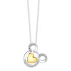 Two-tone Crystal Mickey Mouse 90th Anniversary Pendant Necklace In Sterling Silver For Unwritten, 18 Chain, .75 Pendant