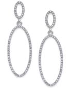 Inc International Concepts Silver-tone Pave Oval Drop Hoop Earrings, Only At Macy's