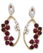 Ruby (1-1/2 Ct. T.w.) And Diamond (1/10 Ct. T.w.) Scatter Drop Earrings In 14k Gold