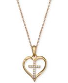 Giani Bernini Cubic Zirconia Heart Cross Pendant Necklace In 18k Gold Over Sterling Silver