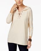 Style & Co Petite Lace-up Hoodie, Created For Macy's