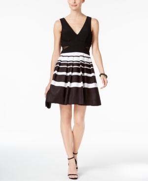 Xscape Striped Fit & Flare Dress
