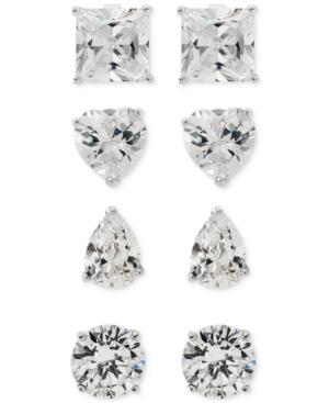Giani Bernini 4-pc. Set Cubic Zirconia Multi-shaped Stud Earrings In Sterling Silver, Only At Macy's