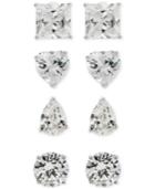 Giani Bernini 4-pc. Set Cubic Zirconia Multi-shaped Stud Earrings In Sterling Silver, Only At Macy's