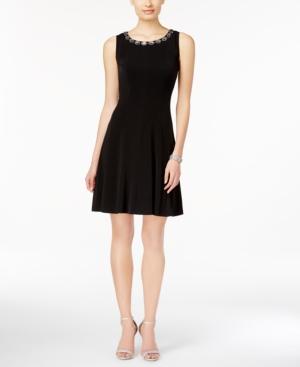 Connected Embellished Neckline A-line Dress