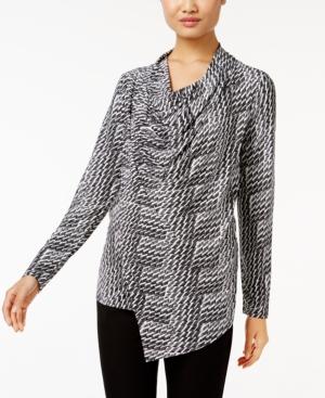 Alfani Asymmetrical-zip Draped Top, Only At Macy's