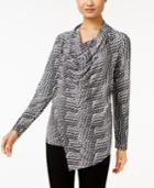 Alfani Asymmetrical-zip Draped Top, Only At Macy's