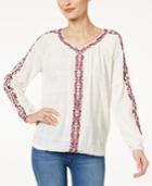 Style & Co Cotton Embroidered Peasant Top, Only At Macy's