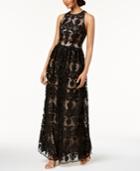 Betsy & Adam Embroidered Lace Illusion Gown