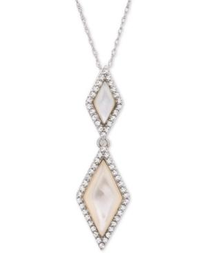 Mother-of-pearl And White Topaz (3/8 Ct. T.w.) 18 Pendant Necklace In Sterling Silver