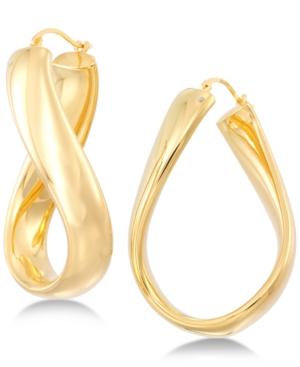 Signature Gold Wavy Hoop Earrings In 14k Gold Over Resin, Created For Macy's