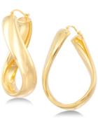 Signature Gold Wavy Hoop Earrings In 14k Gold Over Resin, Created For Macy's