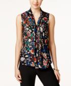 Nine West Printed Satin Tie-neck Top