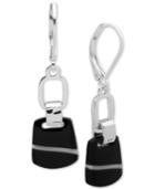 Nine West Silver-tone Black Stone Drop Earrings
