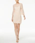 Jessica Simpson Lace Illusion Bell-sleeve Sheath Dress