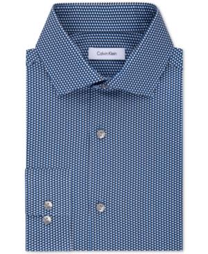Calvin Klein Men's Slim-fit Blue Print Dress Shirt