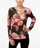 Inc International Concepts Floral-print Burnout Top, Only At Macy's