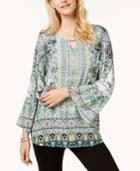 Jm Collection Bell-sleeve Keyhole Top, Created For Macy's