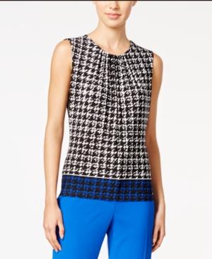 Calvin Klein Printed Pleat-neck Shell