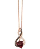 Le Vian Chocolatier Rhodolite Garnet (2-1/10 Ct. T.w.) And Diamond (1/4 Ct. T.w.) Pendant Necklace In 14k Rose Gold
