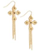 Thalia Sodi Gold-tone Yellow Stone Cross & Chain Fringe Drop Earrings, Created For Macy's