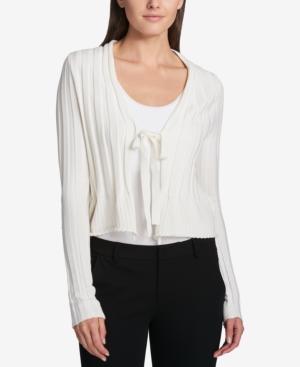 Dkny Wide-ribbed Tie-front Cardigan