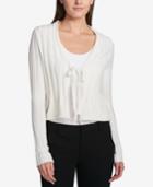 Dkny Wide-ribbed Tie-front Cardigan