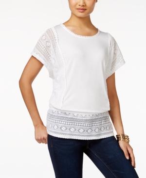 Style & Co. Petite Lace-panel Peplum Top, Only At Macy's