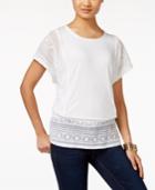Style & Co. Petite Lace-panel Peplum Top, Only At Macy's